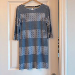 Blue and Grey print dress from Banana Republic